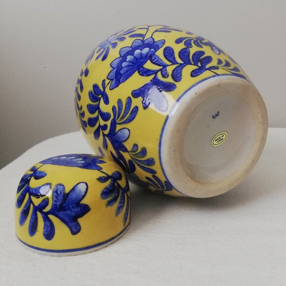 Vintage Blue & Yellow Ginger Jar - Picture 4 of 5
